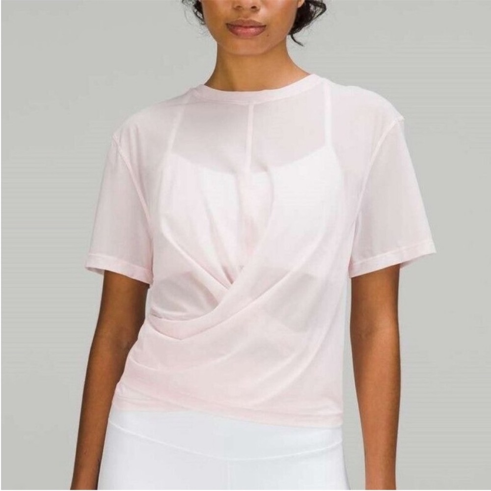 Lululemon lightweight mesh reversible yoga tee pink size 6 NWT